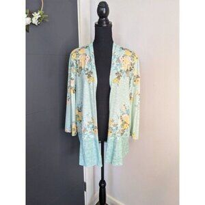 NWT Chico's Medallion Galore‎ Blue Floral Open-Front Knit Jacket - Size 2 (L/12)